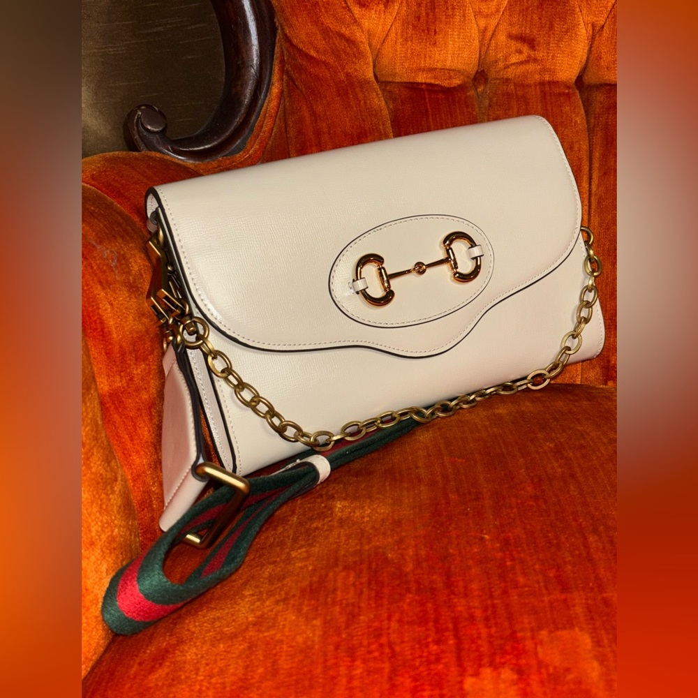 Gucci Horsebit 1955 Crossbody Mini White Leather - Picture 8 of 12